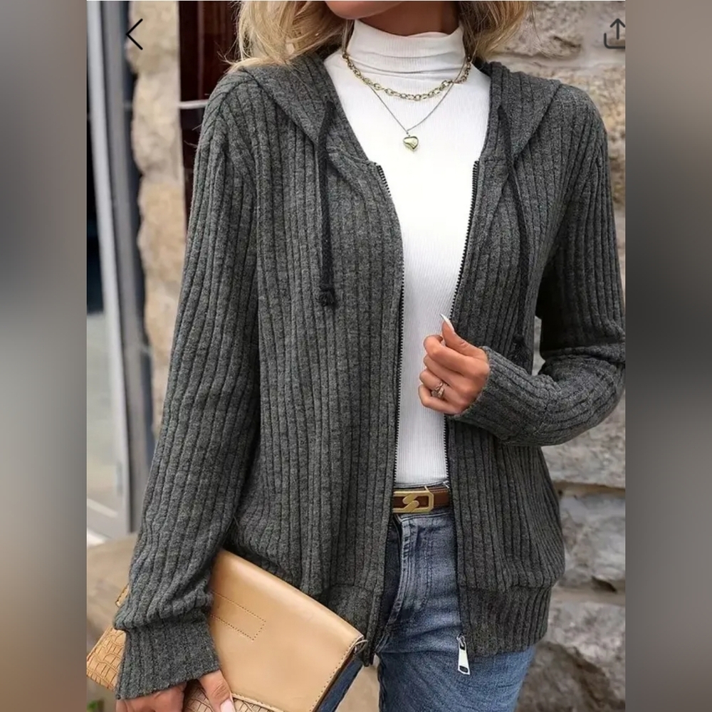 Gray Hooded Women's Sweater